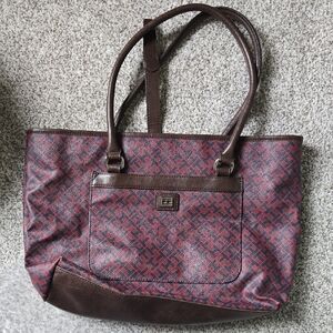 Tommy Hilfiger Red and Brown Tote Bag
